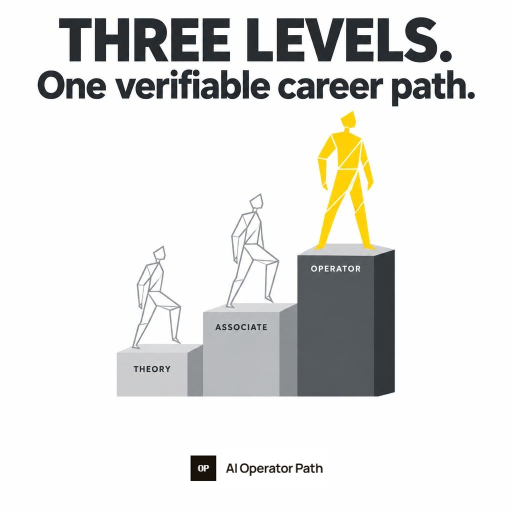 Three levels. One verifiable career path.
